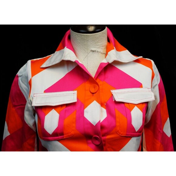 Diane von Furstenberg Retro Mod Go-Go 60s Style Shirt Dress Womens 0 Geometric - Picture 3 of 12